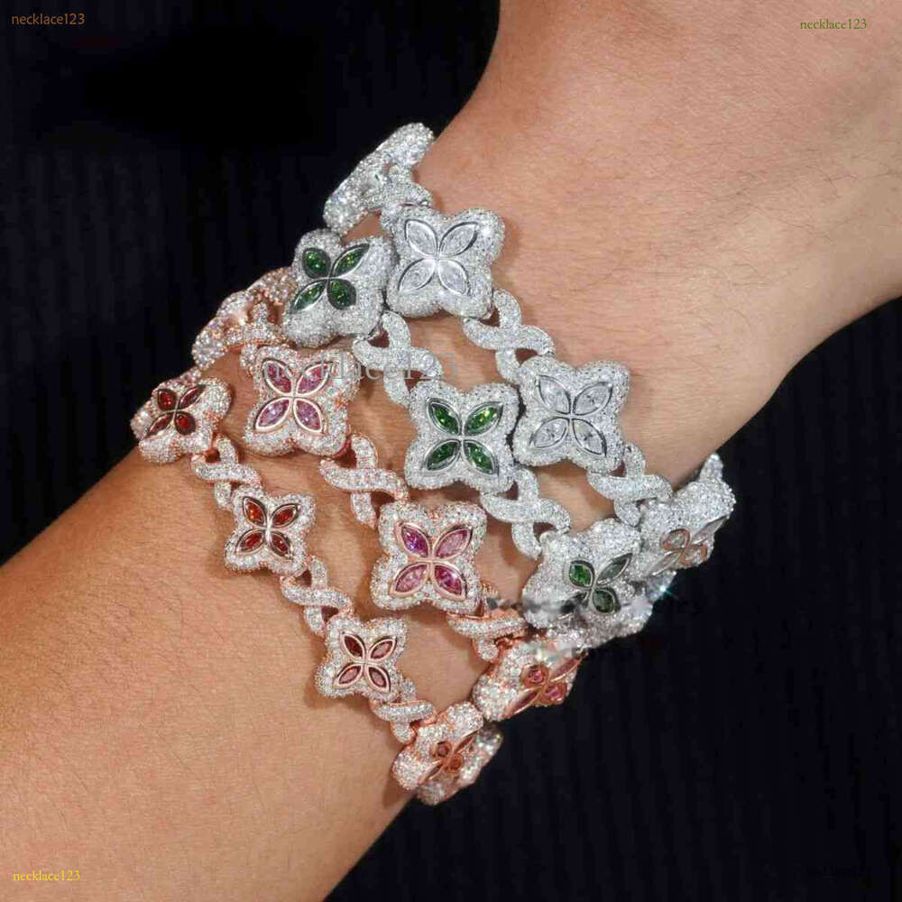 Best Selg Hip Hop Rapper Clover Bracelets Sterg Sier VVS Moissanite Infinity Cuban k Bracelet Fine Jewelry