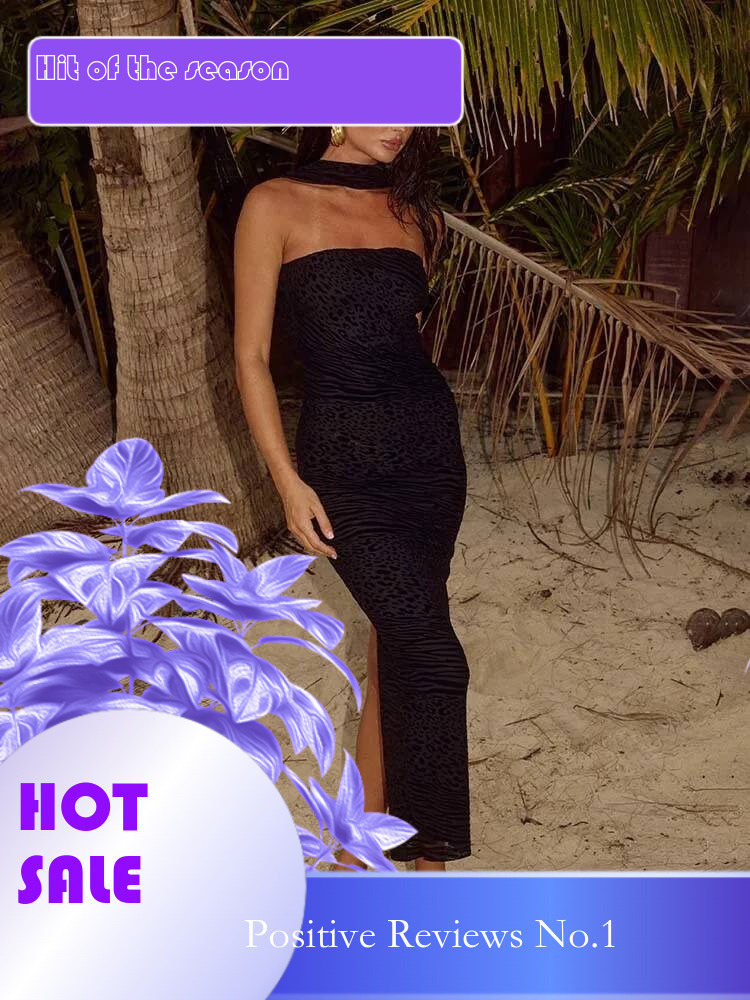 Dongdumaoyi Townlike Flocking Nightclub Sexy Party Dress Women Halter Spring Summer Slim Bodycon Maxi Long Dresses