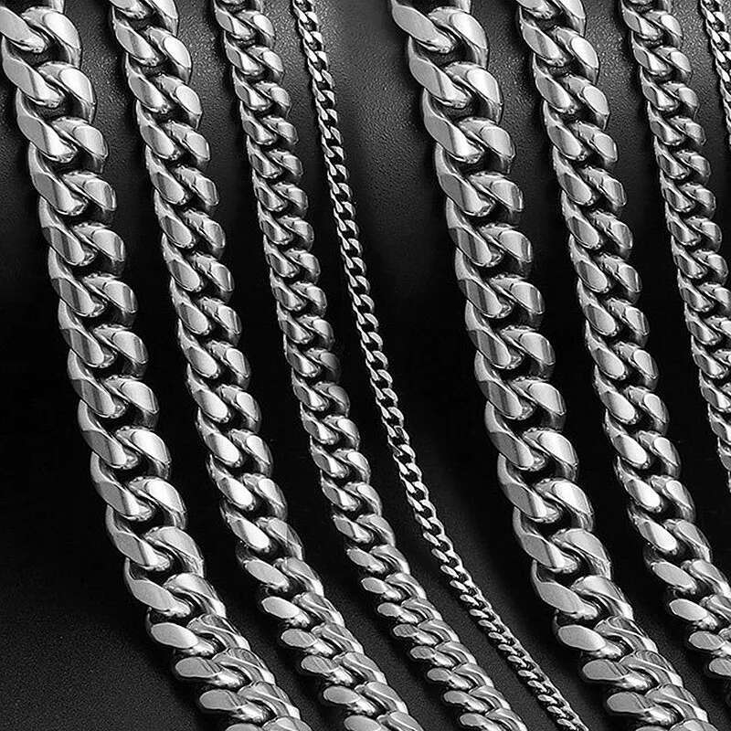 HNSP 8MM-14MM Stainless Steel Cuban Chain Necklace For Men Jewelry Male Neck Punk Accessory
