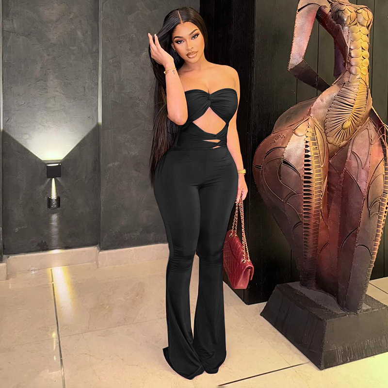 Women's Two Piece Pants Weird Puss Wire Folds 2 Set Women Chic Hollow Sliky Tank Tops Shirring Female Trend Sexy Street Matching Suits