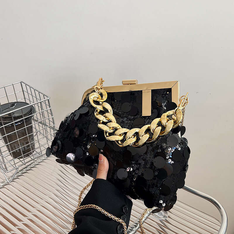 High End Luxury Sequin Chain For Women 2025 New Korean Version Trendy Fashion Women's Single Shoulder Crossbody Dinner Bag