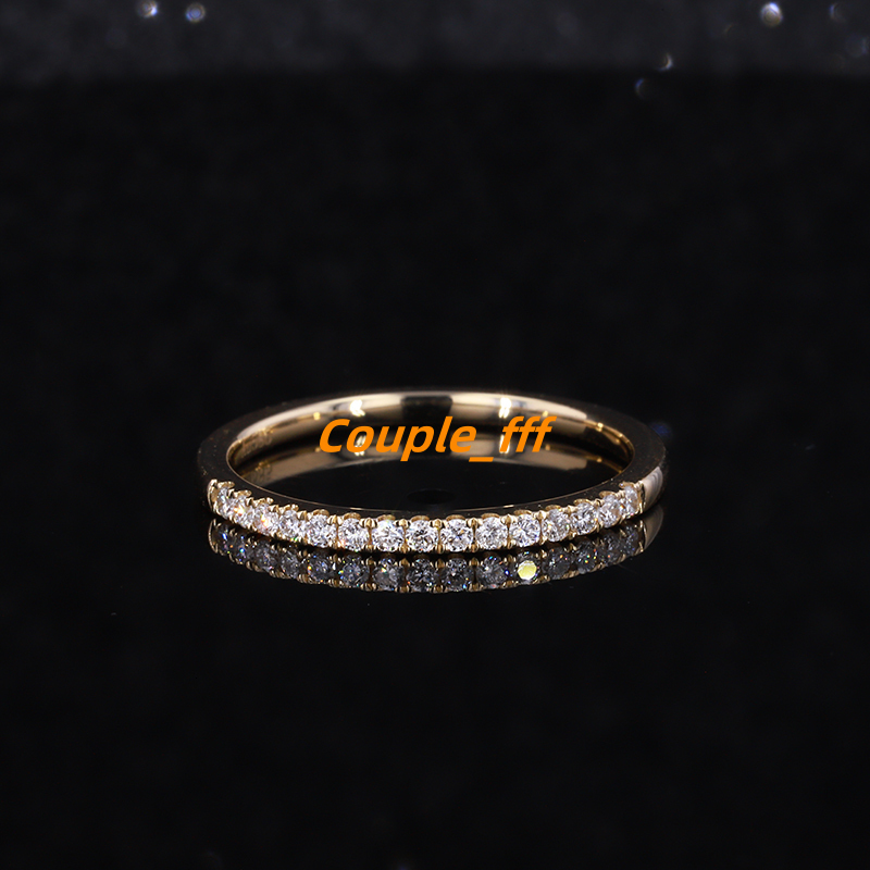 14k Yellow Gold Ring Women Men Wedding Simple Design Moissanite Band Rings