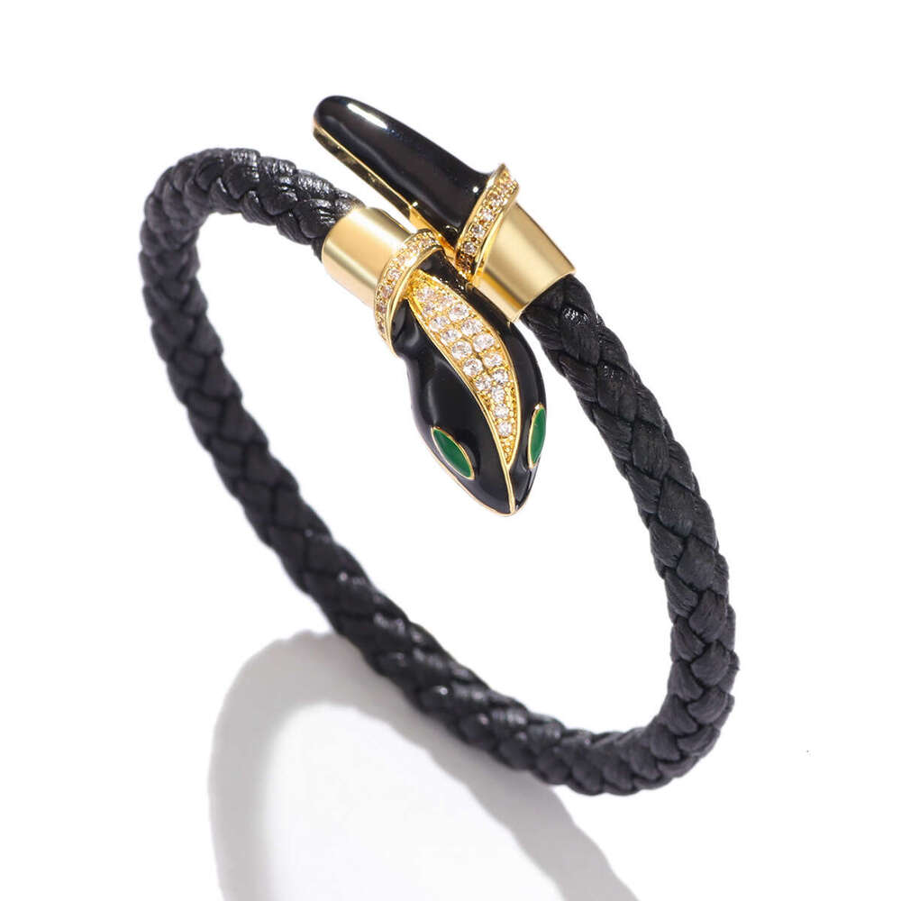 Hot selling new woven open fashionable and exquisite shaped rhinestone snake head bracelet