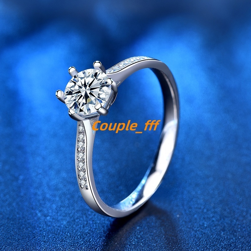 Claissc 1.0 Ct D Color Pass Diamond Test Excellent Cut Moissanite 6 Prong Ring 925 Silver Moissanite Rings Women Jewelry