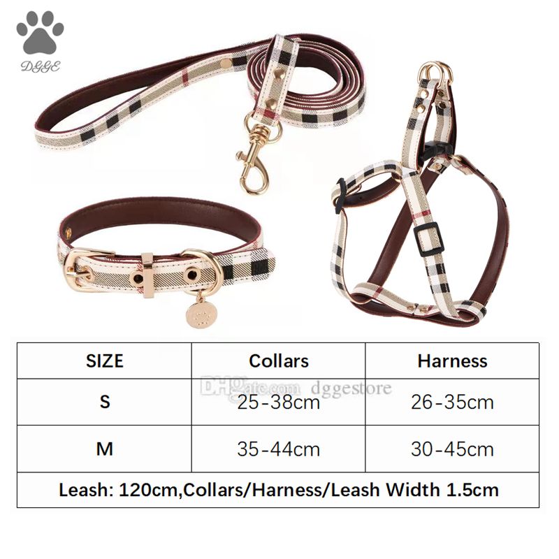 Soft Adjustable Printed Leather Dog Collar, Harness & Leash Set - Durable Classic Pet Gear for Small Dogs (Chihuahua, Poodle) | Outdoor Use