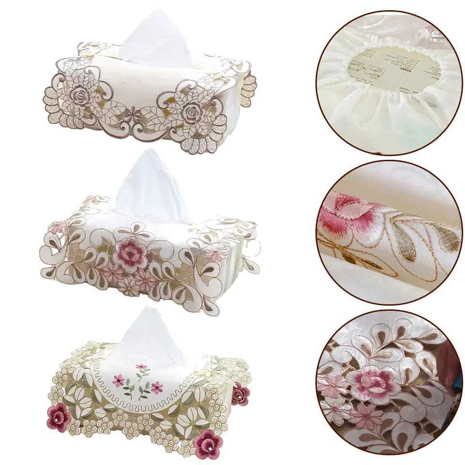 Exquisite Vintage Lace Fabric Tissue Box Cover European Style Embroidery Pastoral Style Embroidery Fabric Tissues Box CoverM251124