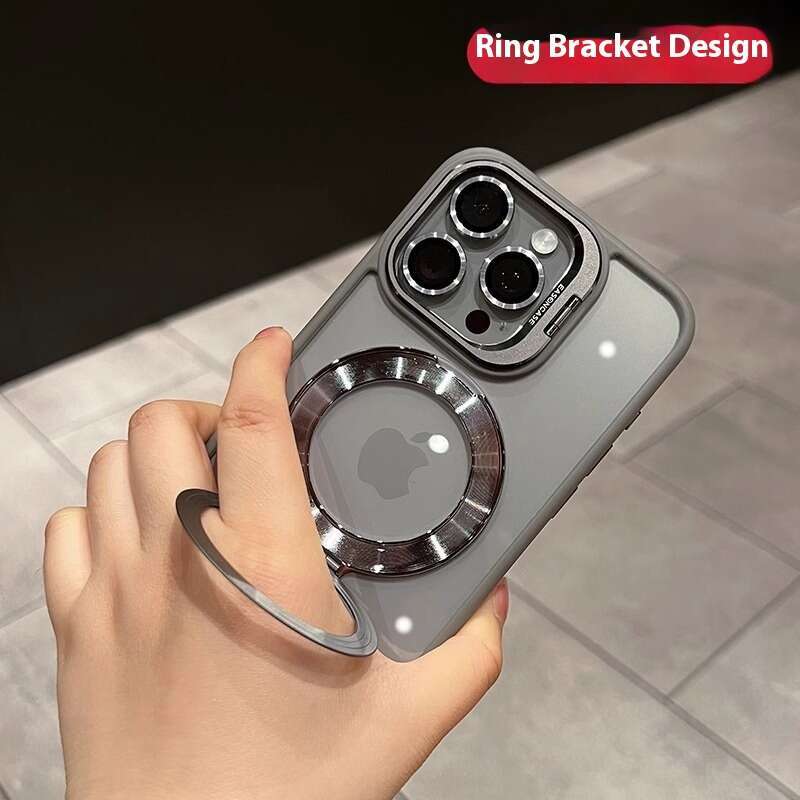 Lens bracket suitable for Apple 15 phone case magnetic suction iPhone 16 Promax new 13 transparent protective cover