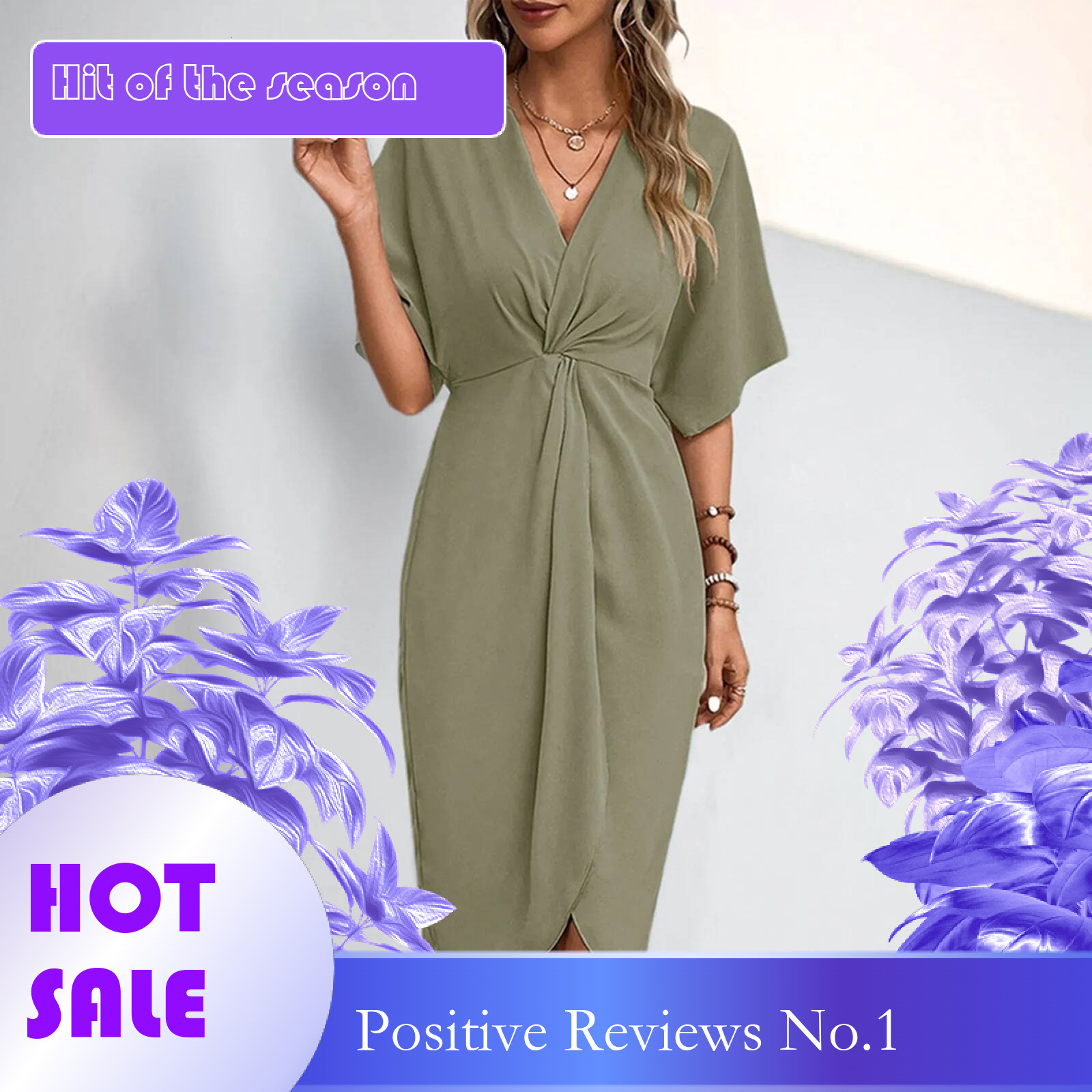 Dongdumaoyi Women Elegant Short Sleeve Midi Dress New Spring Summer Sexy Deep V Neck Draped High Waist Office Party Boho Long Dresses