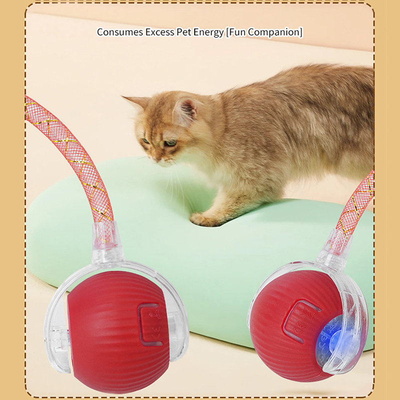 Cat Toys Interactive Cat Toy Ball for Indoor Cats Automatic Moving Ball with Tail Rolling Bouncy Balls Toy for Kittens