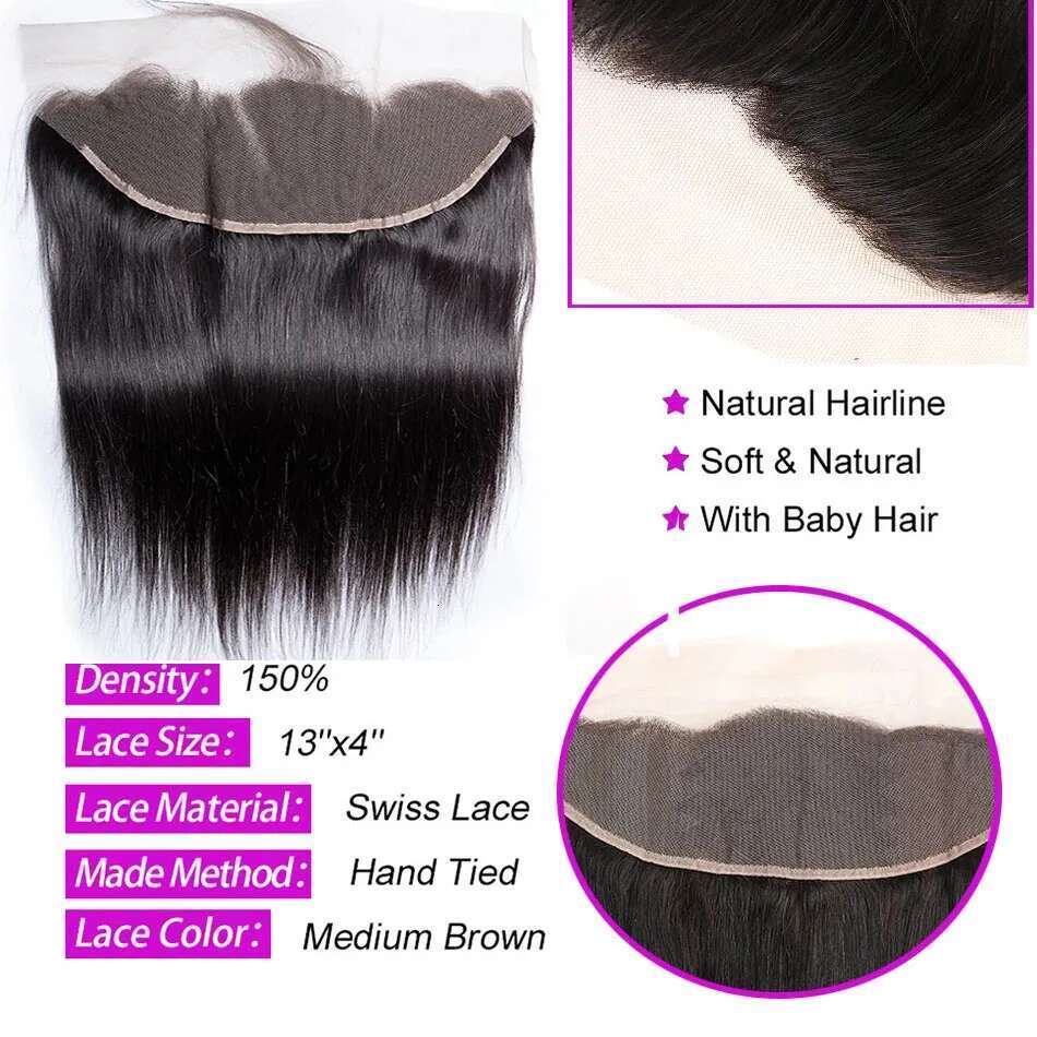 Bone Straight Human Frontal 30 32 Inch Virgin Weave Bundles With Closure Remy Hair Extensions