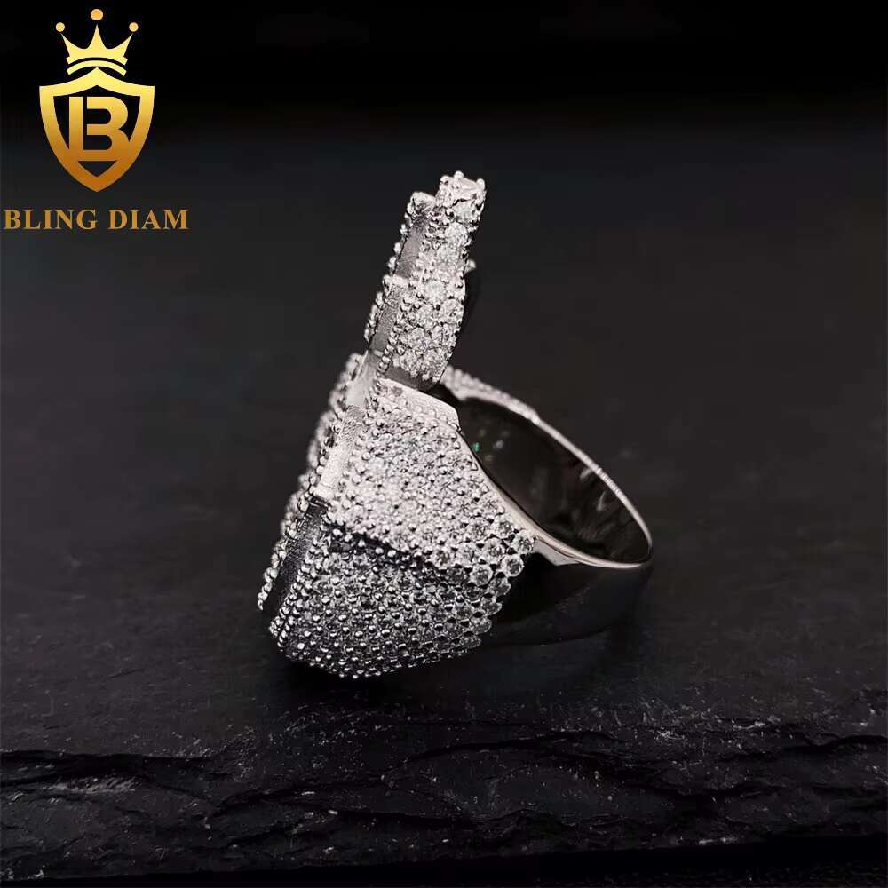 Wholesale Fashion Personality Design 925 Sterling Silver Diamond Iced Out Ring of Fire for Men Women