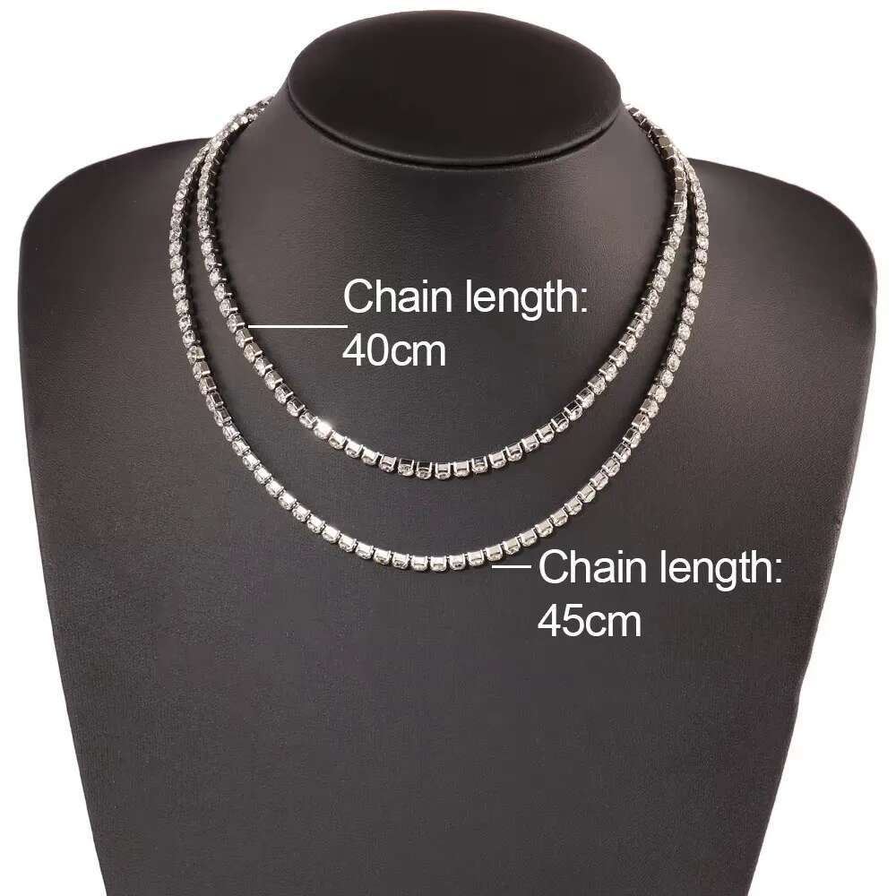 316L 4mm Stainless Steel Necklace For Women Mens Hip Hop Tennis Chain Necklaces Color Crystal Zircon Choker Necklace Jewelry