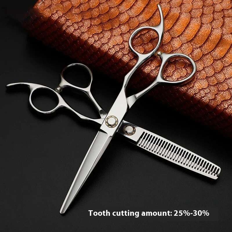 6.0Inch Japan 440C Bearing Hairdressing Salon Hair Stylist Straight Thinning Shear Hair-cutting Scissors Set