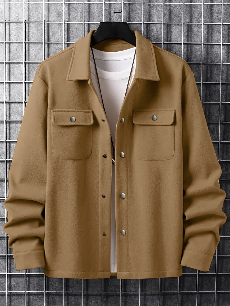 Mens Utility Work Jacket Corduroy Loose Fit Notch Lapel Coat with Multiple Pockets Heavyweight for Men EU Size: S-2XL