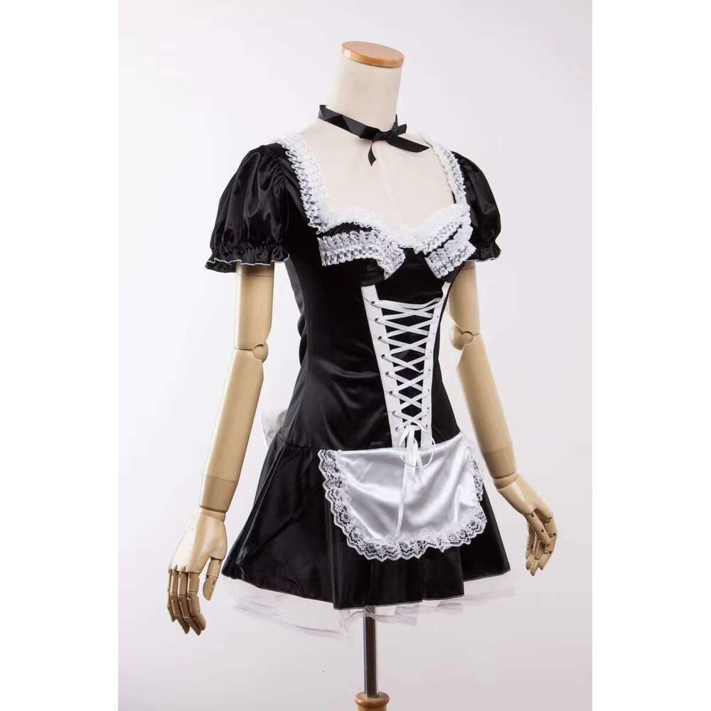 Lace Perspective Bow Trim Frenum Maid Uniform Sexy Pamas