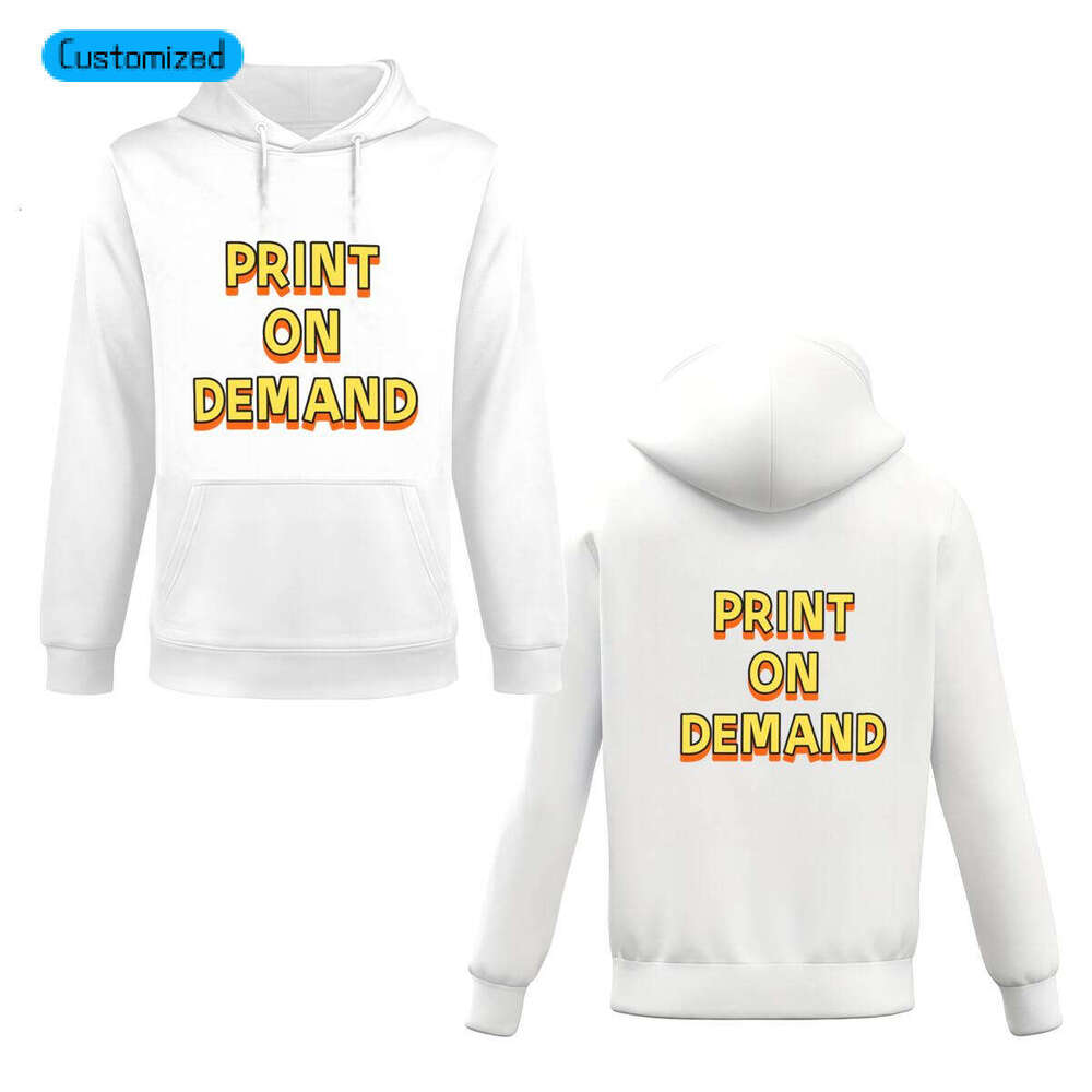 POD Custom Free shipping. Fashionable and versatile hooded sweatshirt with heat-transfer back print. Letter graphic design, 260 g men's warm sweatshirt