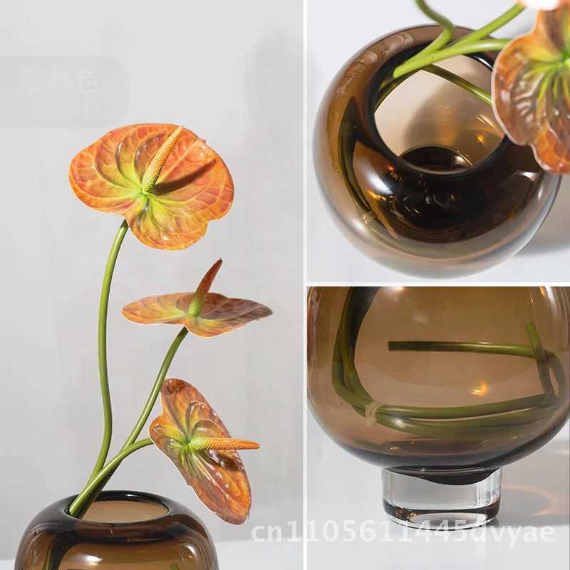 Carpenter 13-Light Luxury Glass Vase High-End Living Room Decorations with Pendulum for Flower Arranging Soft Decor Item C251124