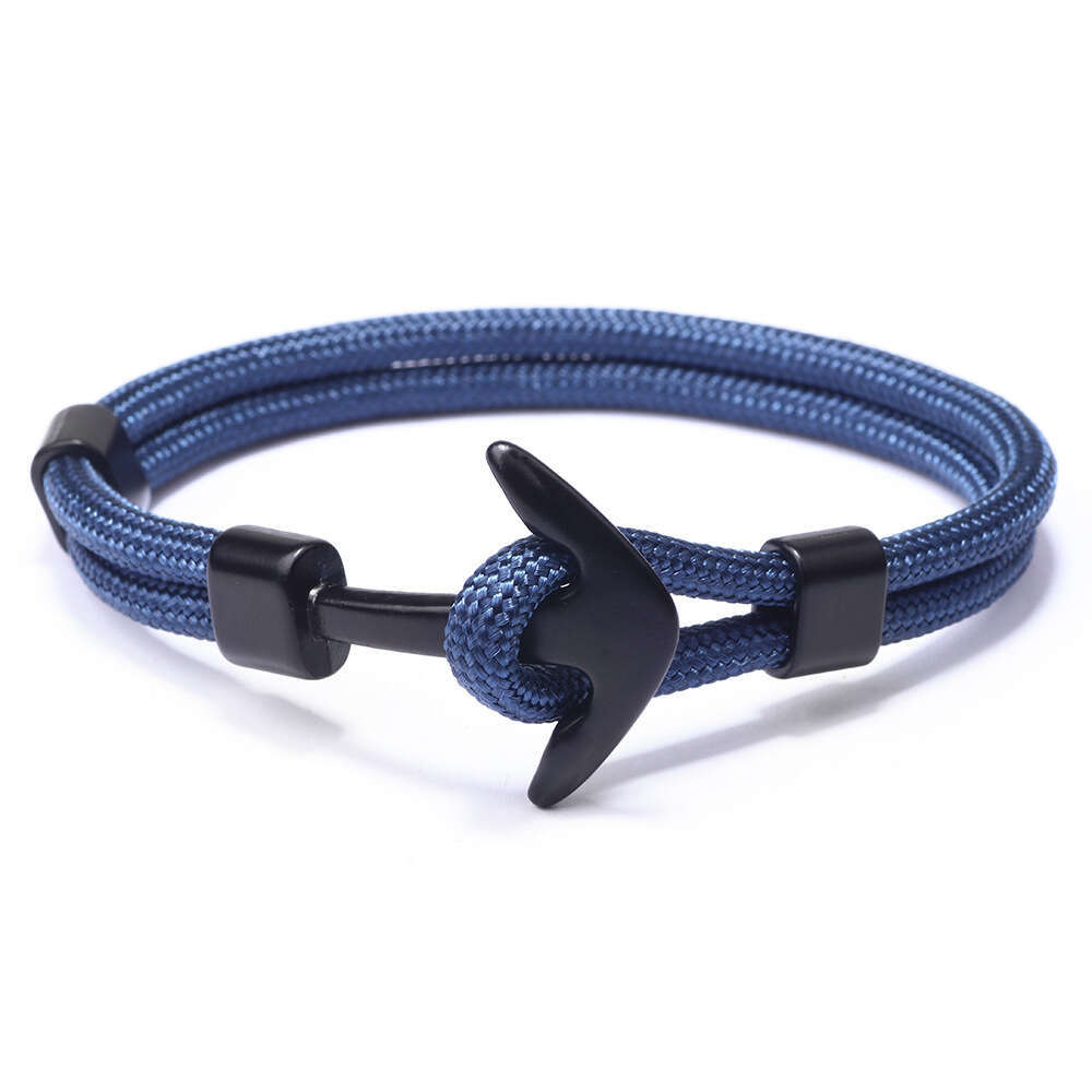 Chino Hot selling Alloy Anchor Men's Polyester Rope Navy Style Spliced Colored Bracelet
