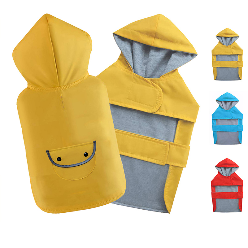 Waterproof Pet Clothes Dog Raincoat Dogs Rain Jacket Lined Reflective Poncho Rainwear Pocket Hooded Leash Hole Adjustable for Small Medium Dogs Puppy