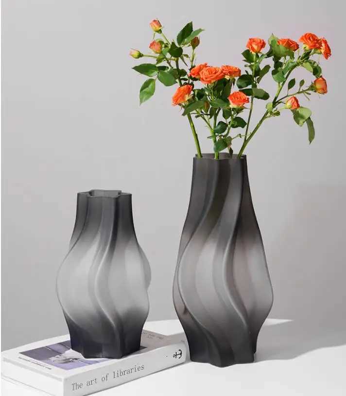 Luxury Nordic Minimst Style Frosting Glass Vase ic Home Living Room Decoration Stand For Flowers Decorative Vases Modern C2511248