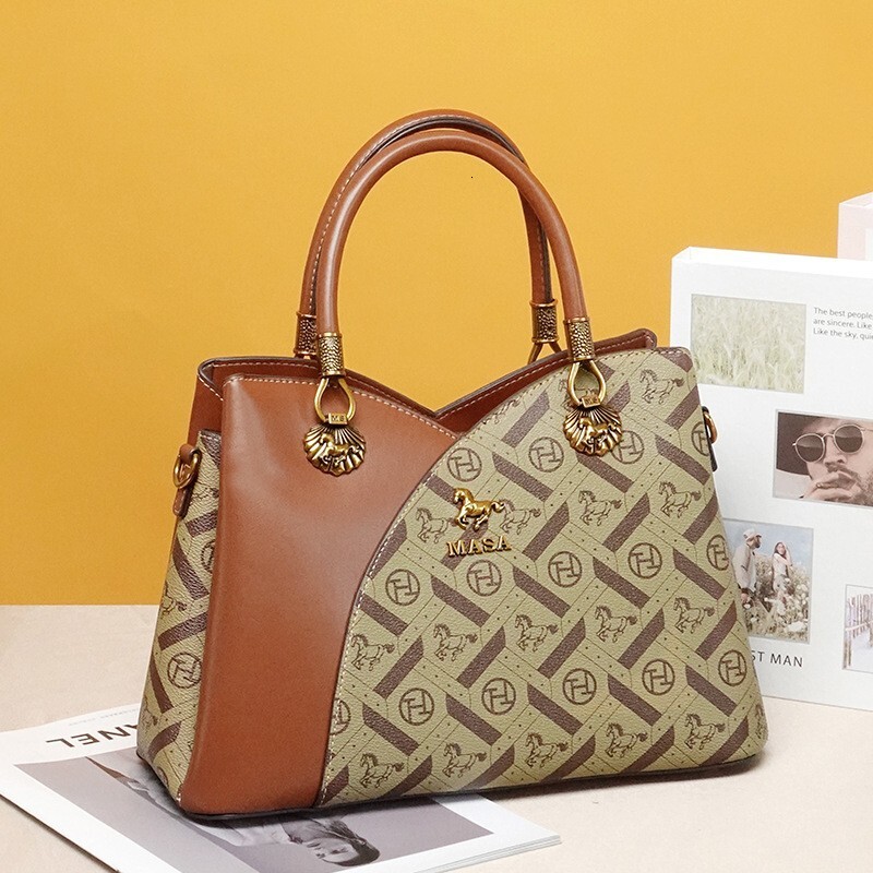 Massa Brand Women S Bag Fashionable Light Luxury Printed Handbag Mom Style Large Capacity Commuting Versatile Crossbody MASA Tote Bag Tote Bag