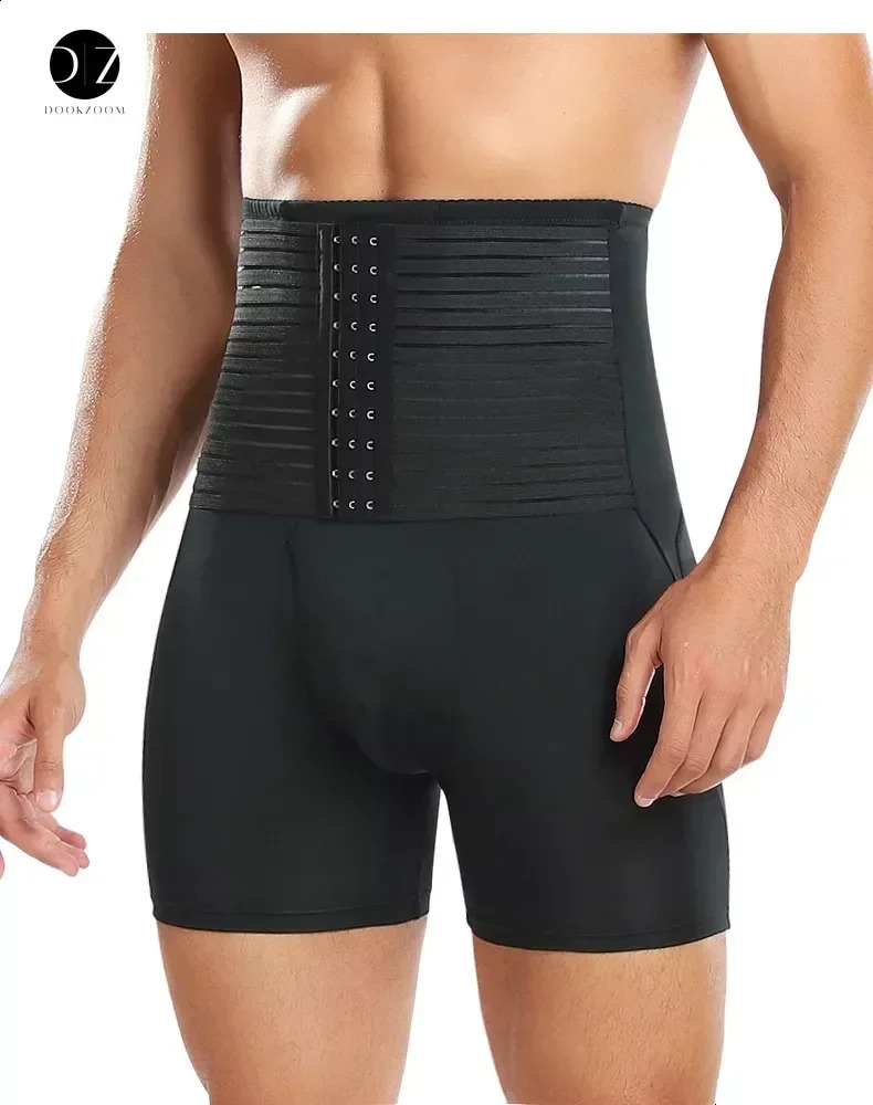 High Waisted tummy control body shaper Pants for Men Waist Trainer Corset Padded Panties Slimmer Thigh Breathable Underwear 250424