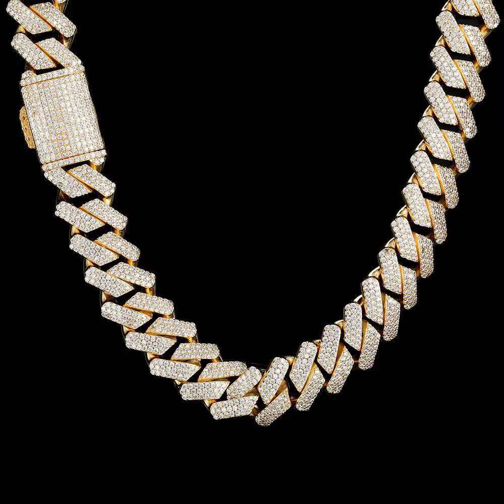 Hip Hop Jewelry 18mm Thick Cuban Link Diamond Necklace for Men Gold Plated Miami Cuban Chain Iced Out CZ Prong Cuban Link Chain