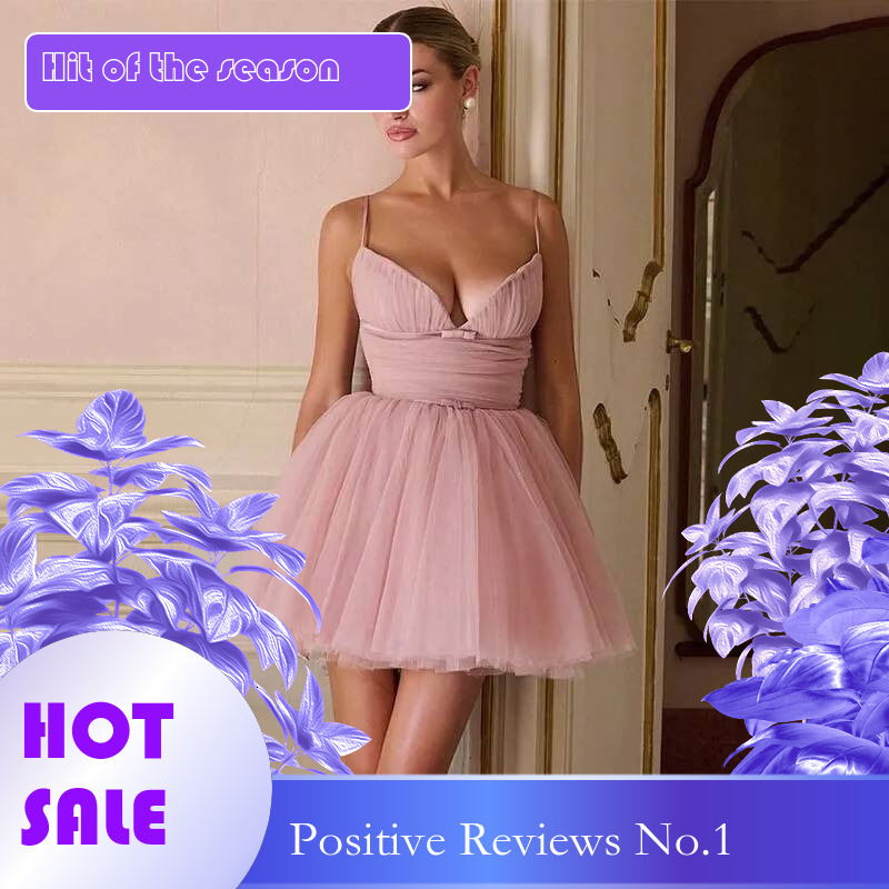Dongdumaoyi Townlike A Line Pleated Ball Gown Dress Women Spaghetti Strap Mini Spring Summer Nightclub Sexy Party Dresses