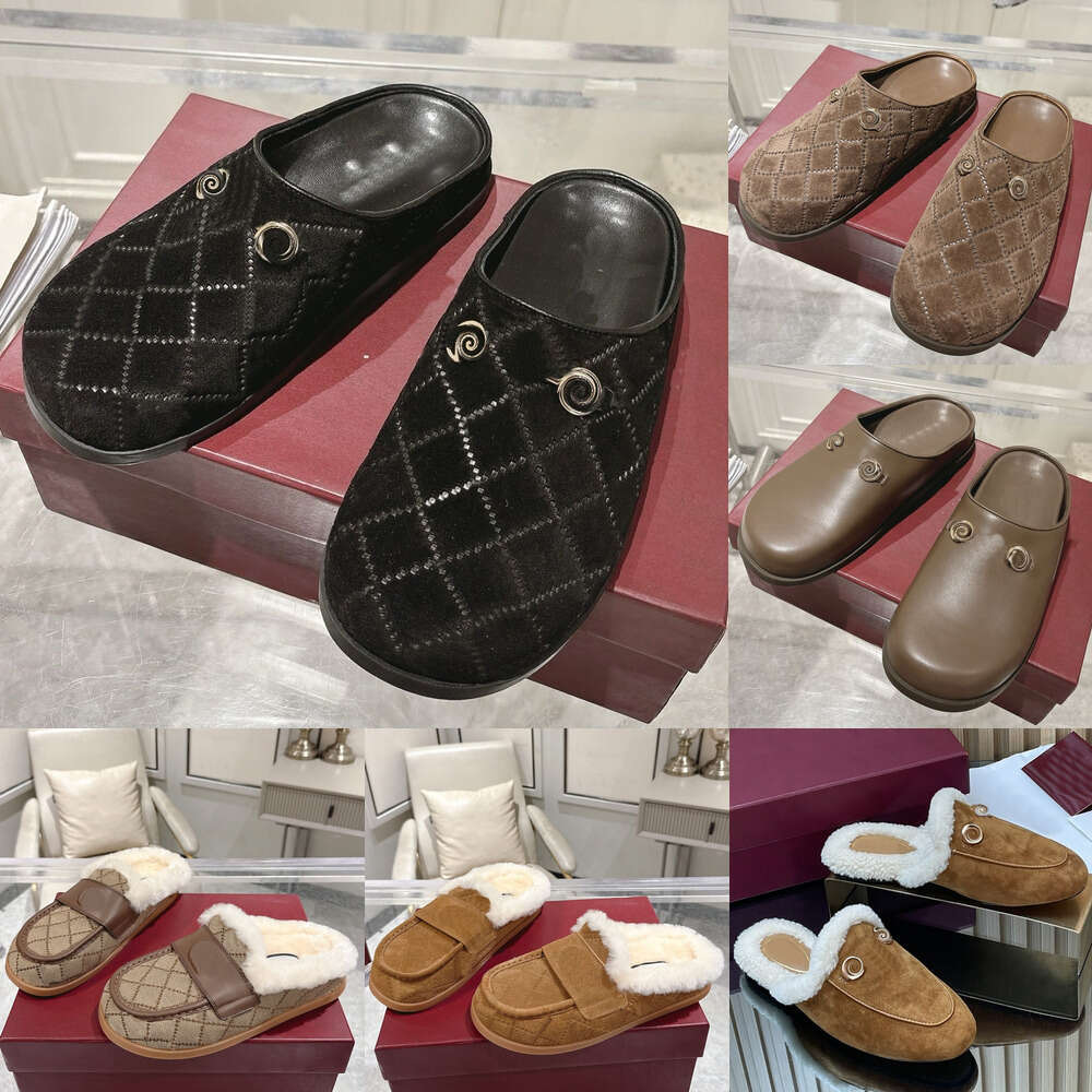 Woman Slide Designer shoe mule clog sandal fur slide Top Quality Suede leather Comfort Wool Luxury fur slipper Flat Princetown Slipper mules clogs casual shoes