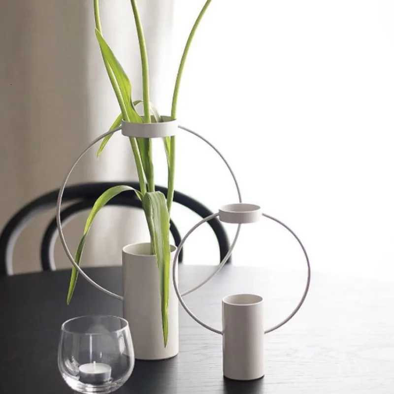 Metal Nordic Luxury Vases White Round Moon Living Room Vases Creative Personal Simple Multifunctional Desktop Home Decoration C251124