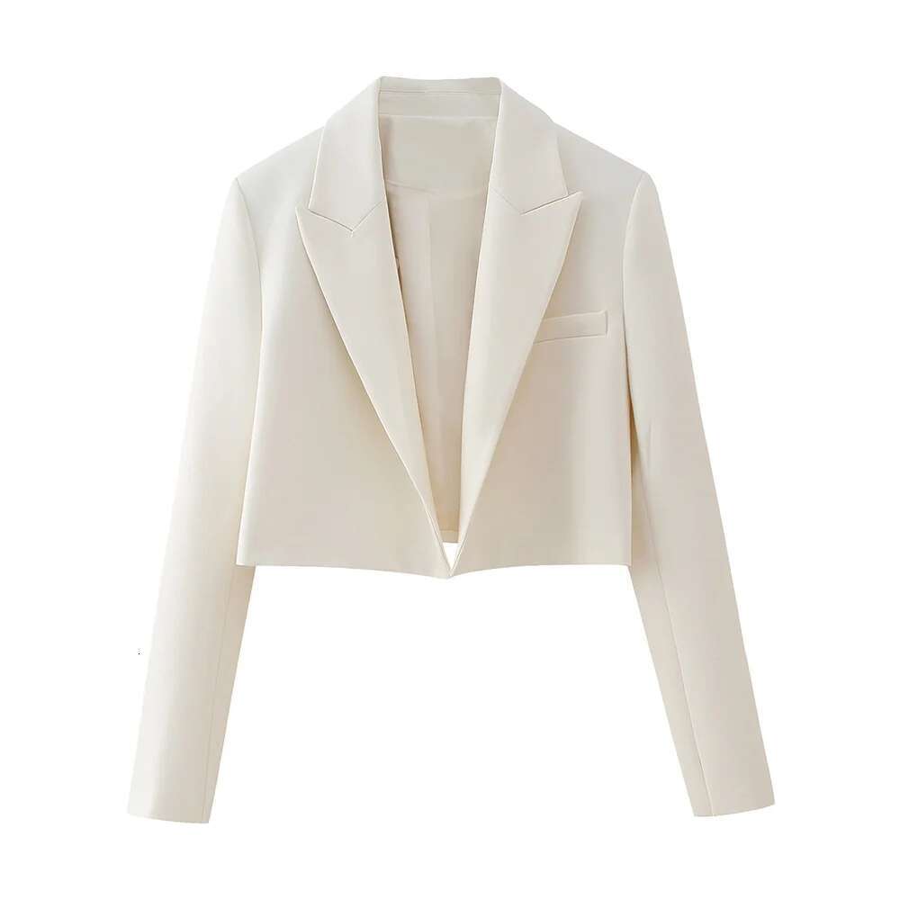 Designer Clothes Spring New Women's Casual Versatile Fit Solid Color Buckle Free Long Sleeved Short Suit Coat