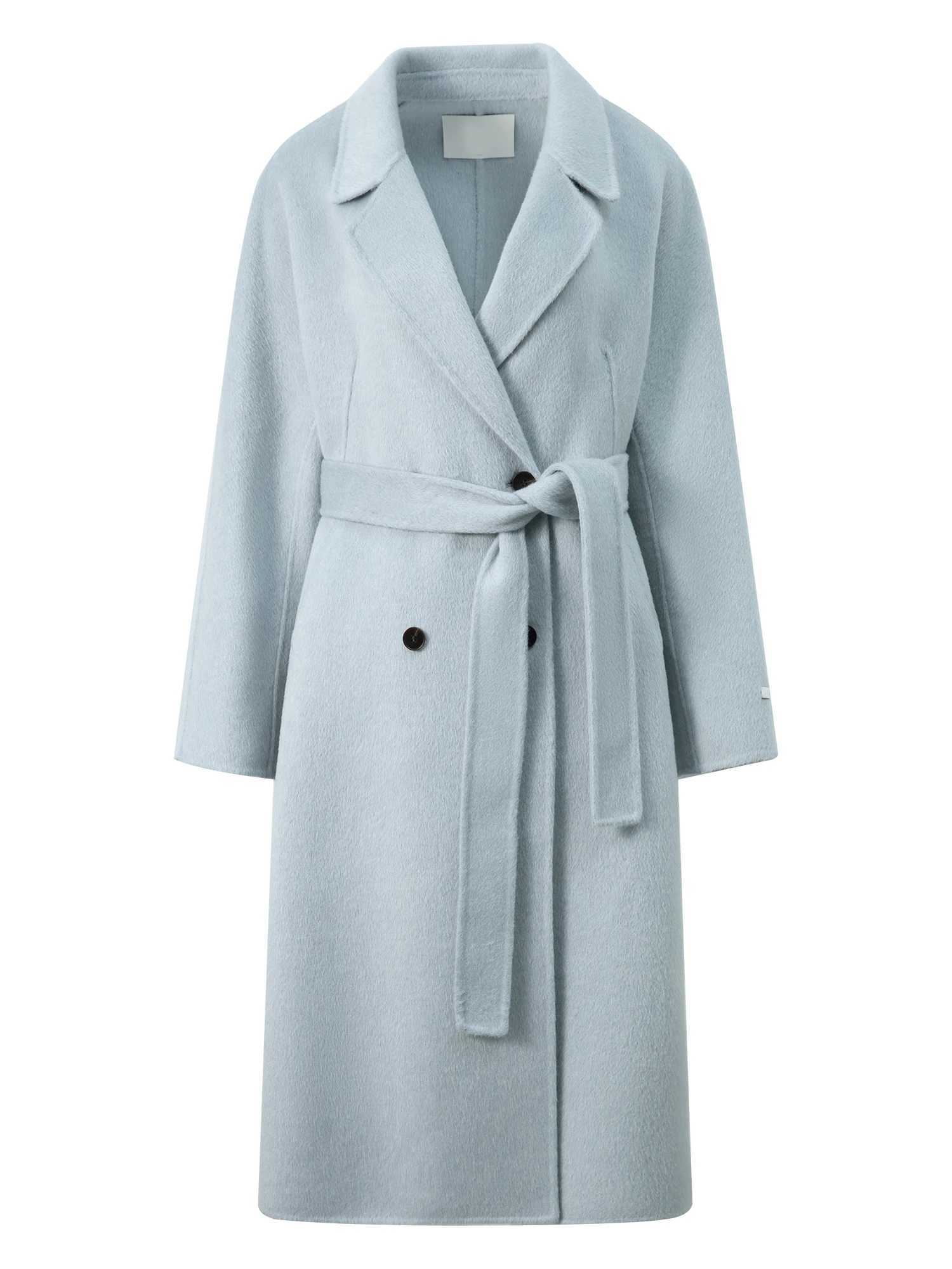 ZIQIAO 2025 Winter Womens Petite Navy Blue Double-Faced Wool Blend Coat with Raglan Sleeve Short Tweed Overcoat for Petite Size J251124