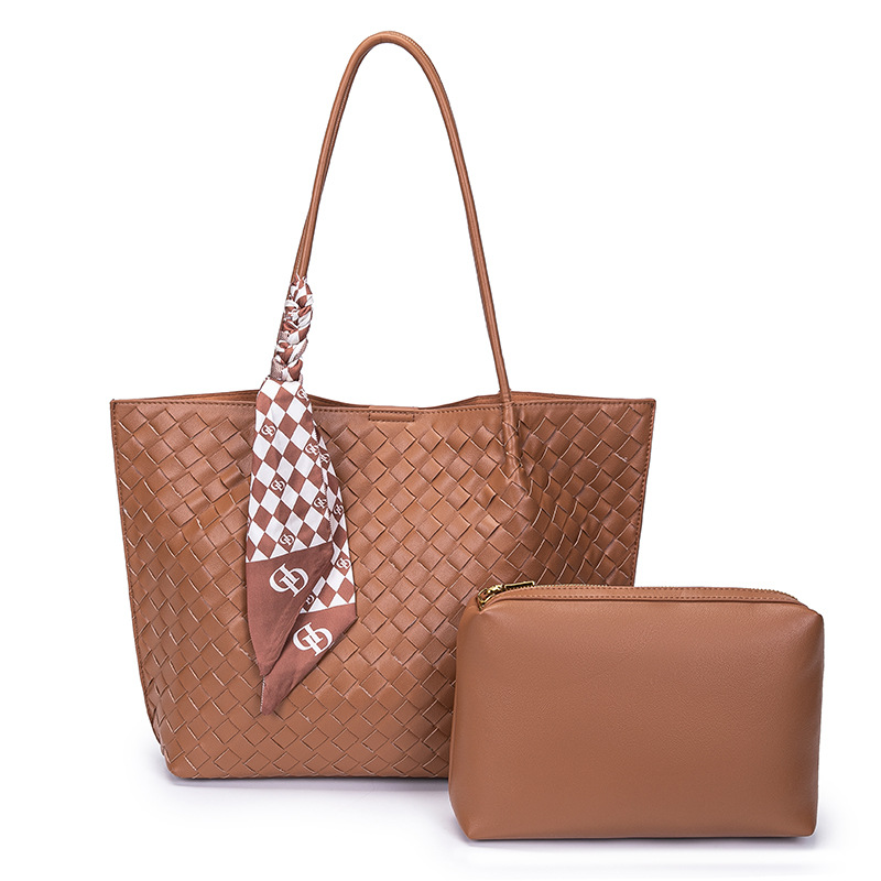 2025 hot selling new woven bag handmade women's handbag large capacity tote bag imitation leather shoulder crossbody bag free shipping designer
