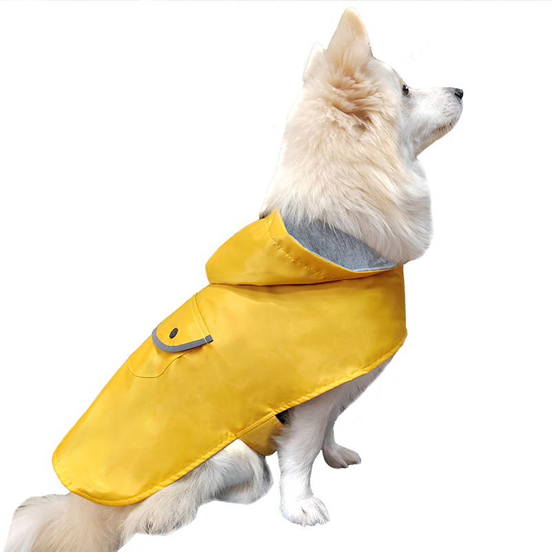 Waterproof Pet Clothes Dog Raincoat Dogs Rain Jacket Lined Reflective Poncho Rainwear Pocket Hooded Leash Hole Adjustable for Small Medium Dogs Puppy