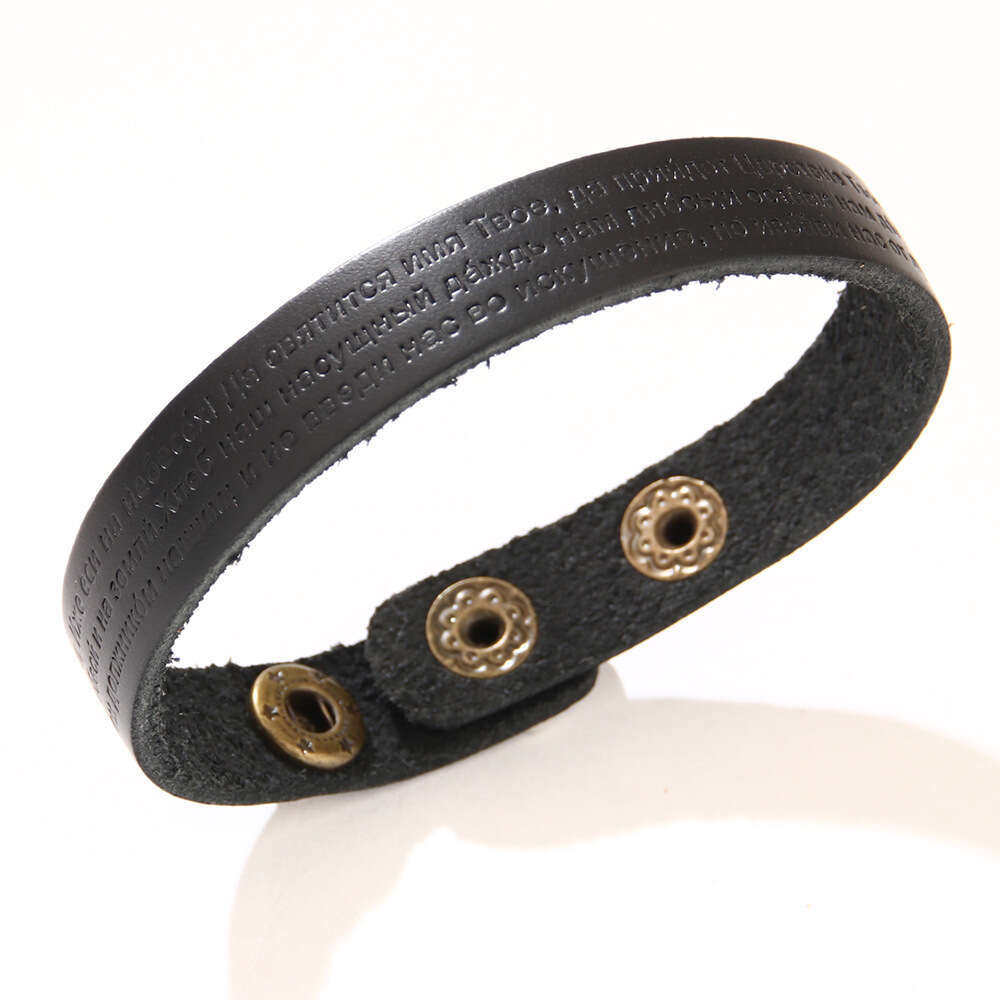 Hot selling jewelry bracelet, cross imprinted with genuine cowhide letters for men and women, personalized bracelet