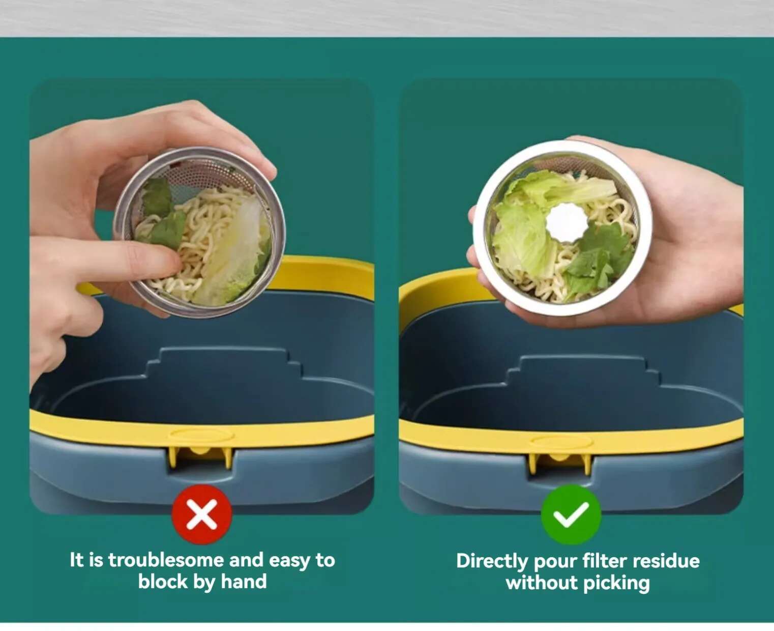 Update 2Set Kitchen Sink Strainer With Handle & Stopper Replacement Drain Basket Stainless Steel Mesh Filter Waste Hole