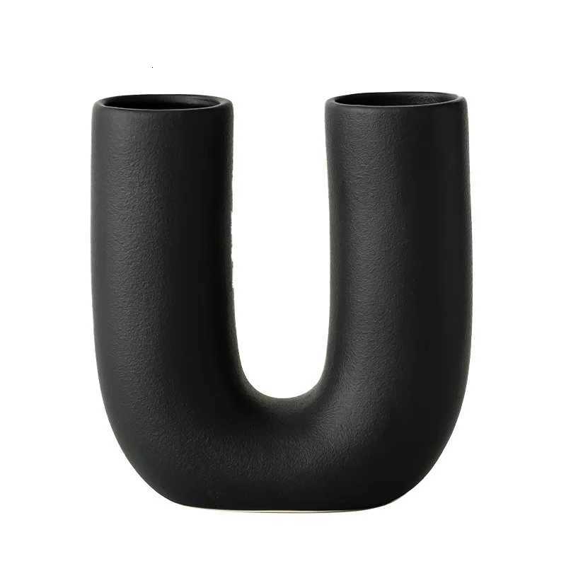 U Shape Ceramic Vase for Fresh Flower Pampas Grass Home Decoration Table Centerpiece Kitchen Bathroom Decor Living Room C251124