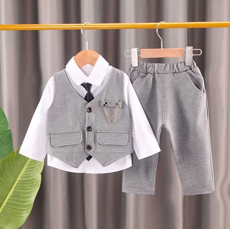 Clothing Sets Baby clothes spring and autumn long sleeved childrens gentlemen set casual three piece set banquet host and performance clot R250424 CSL
