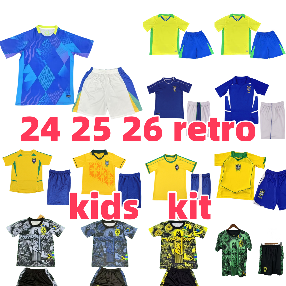 25 26 kids Football kit 1994 1998 2002 2004 Brasil soccer jerseys 2026 2027 retro shirts Carlos Romario Ronaldo Ronaldinho camisa de futebol BraziLS RIVALDO ADRIANO
