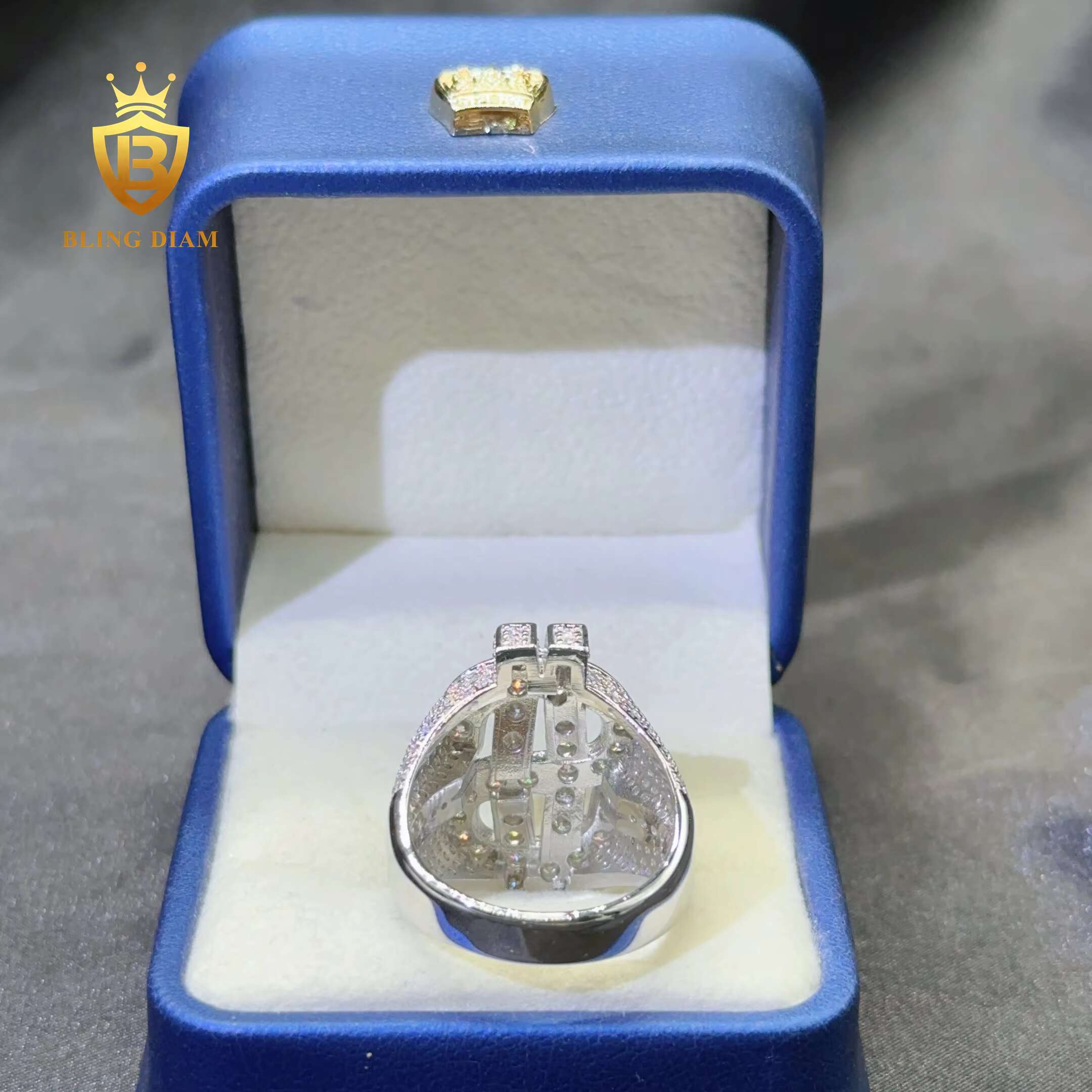 VVS Moissanite Custom Hip Hop Dollar Design Ring 925 Sterling Sliver Moissanite Rings for Men and Women