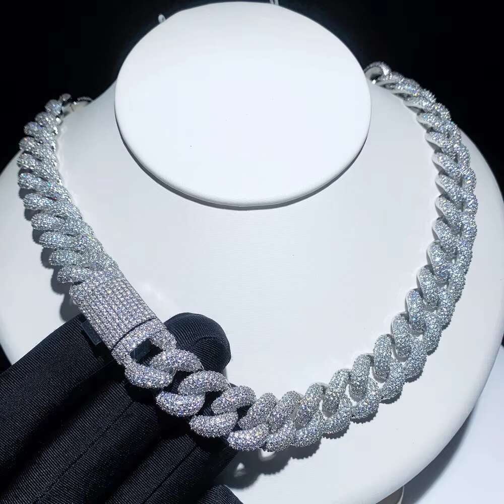 15mm Width Full Paved Cubic Zirconia CZ Iced Out Bling Cool Men Boy Hip Hop Cuban Chain Necklace