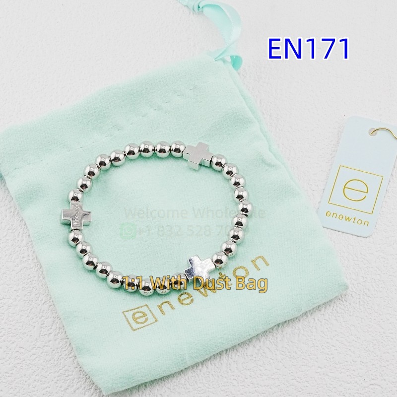 1:1 E-Newton Brand Silver Beaded Cross Bracelet Jewelry Bijoux de Luxe Birthday Christmas Gift EN171