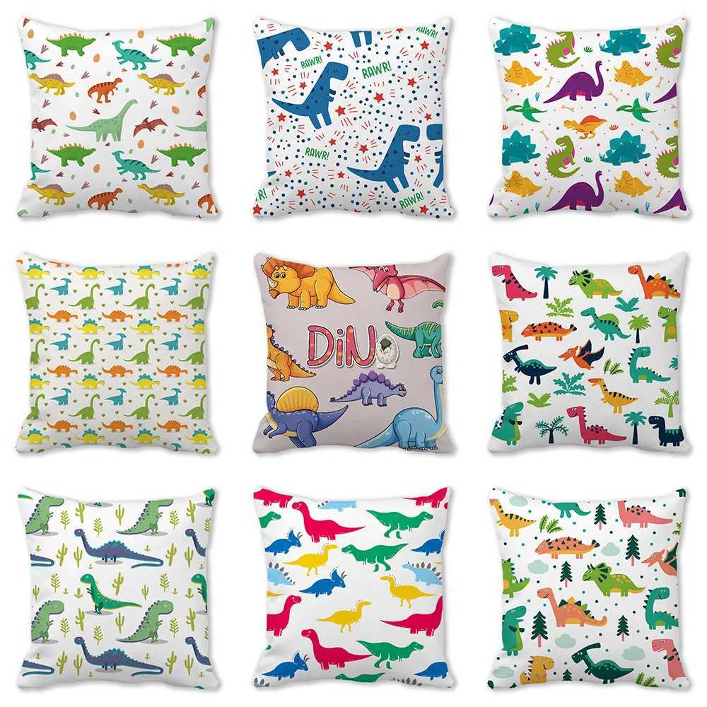 Cute little dinosaur animal Digital printing short plush pillow covers for car sofa office cushion cover home goods G251124