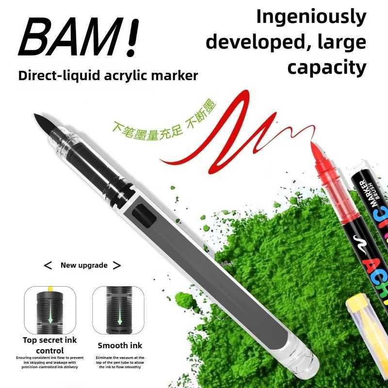 GUANGNA 360 Colors Direct Liquid Acrylic Paint Pens Markers Brush Tip Paint Markers for Rock Wood Canvas Christmas Gift DIY G251124