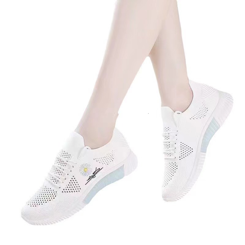 Summer New Little Daisy White Casual Versatile Korean Edition Sports Mesh Shoes Breathable Thin Soft Bottom Ddmysaturn Ddmysaturn