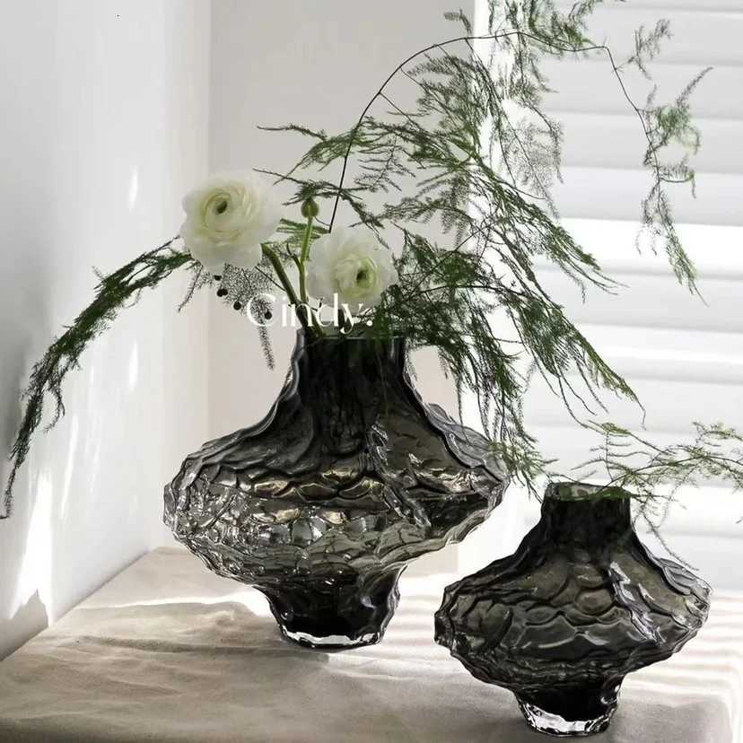 Nordic valley glass vase Denmark canyon living room transparent flower arrangement water care light luxury high-end creative art C251124
