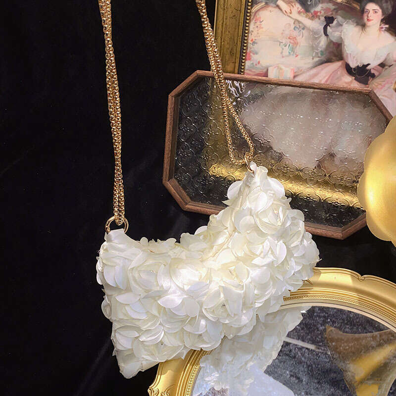 Small Niche Three-Dimensional Rose Blossom Sequin Color Ding Chain Zipper Armpit Crescent Dinner Bag