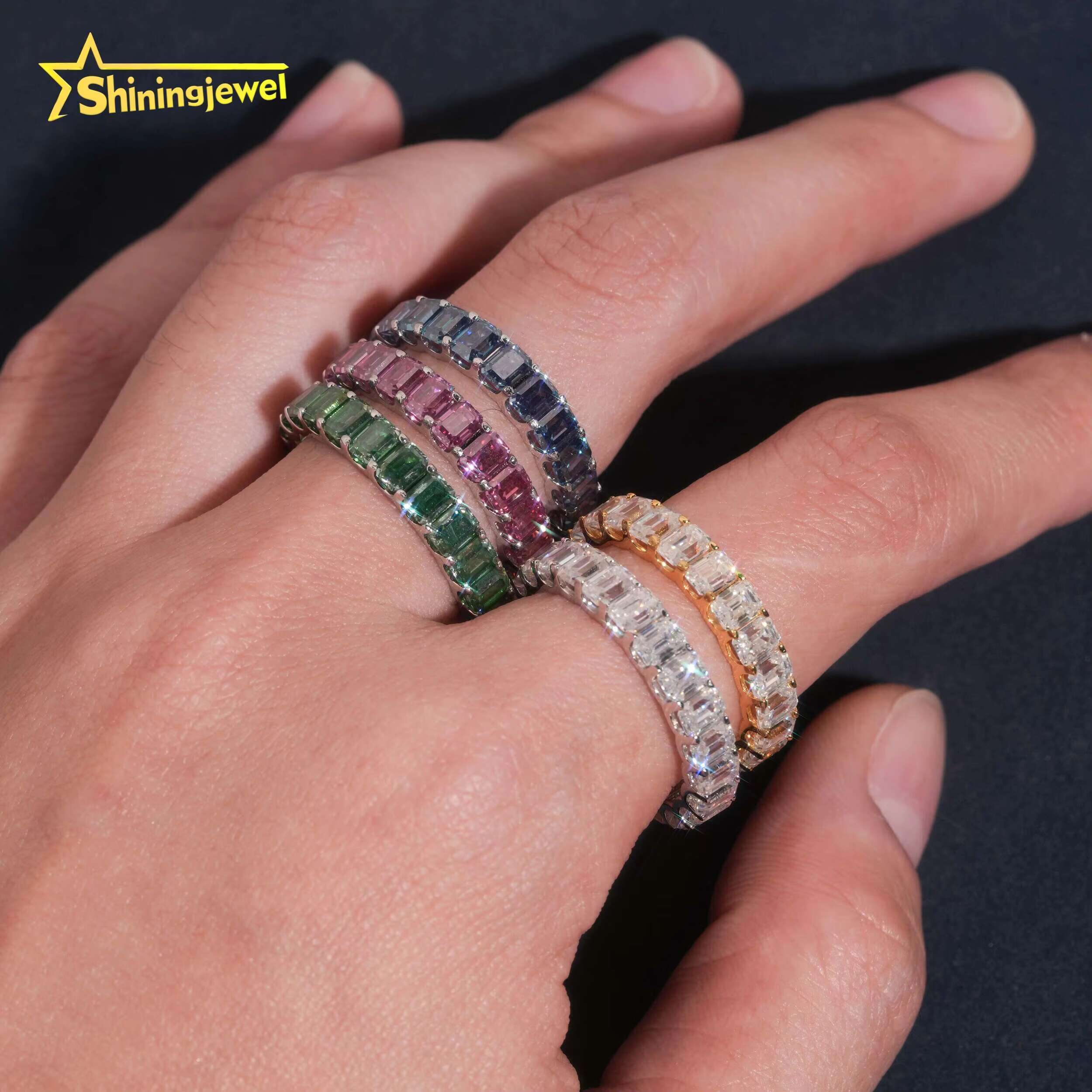 Fashion Jewelry Gold Plated Solid 925 Sterling Silver Sparkling Diamond Custom Hip Hop Men Rings Iced Out Moissanite Ring