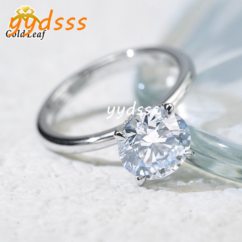 Real 14K Solid Gold Engagement Wedding Ring Custom D E F VS VVS Round Cut GIA IGI Lab Grown Diamond Rings