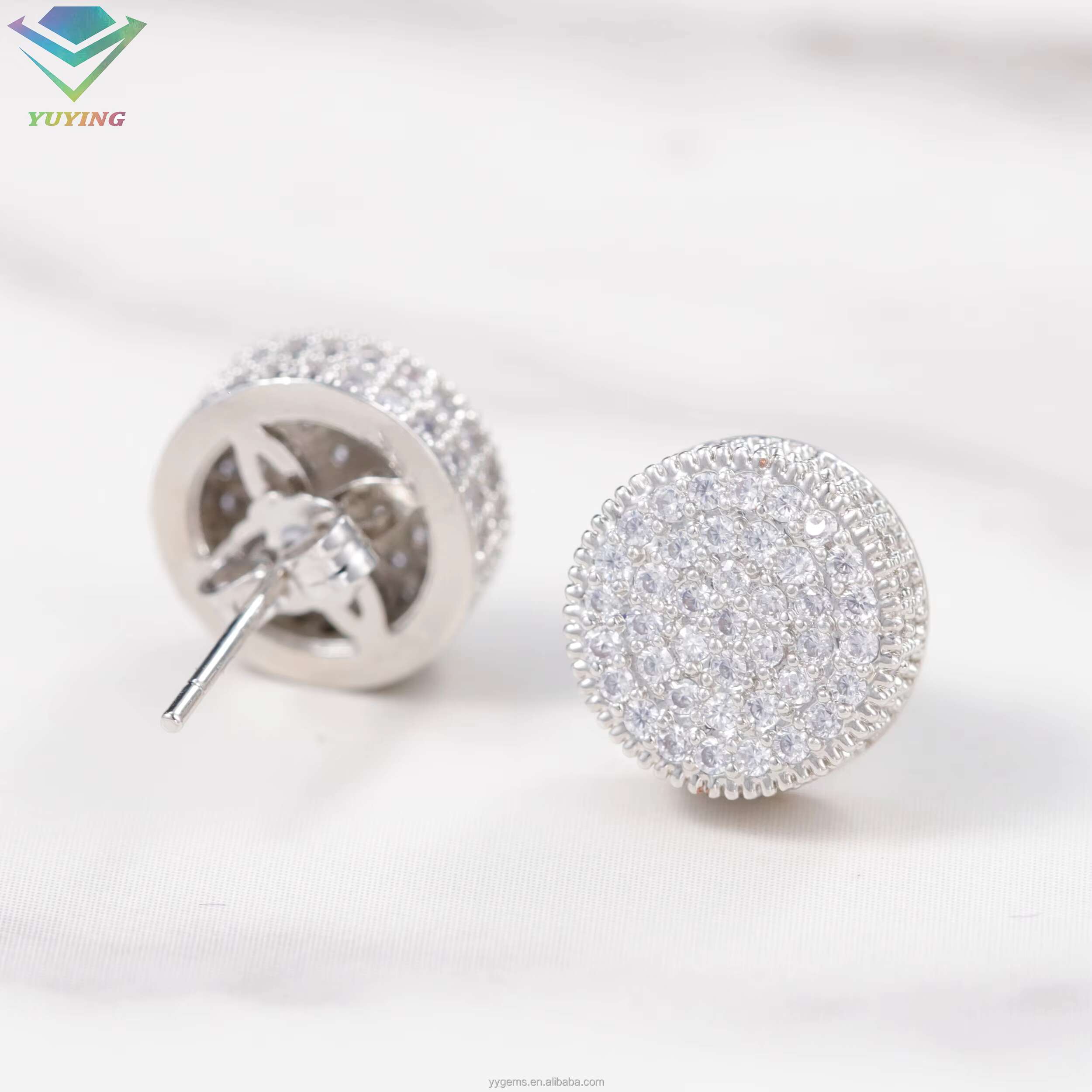 Yu Ying Gems Fashion Stud Earrings Micro Setting Vvs Moissanite square Earrings for Womens Jewelry Fine Stud Earrings